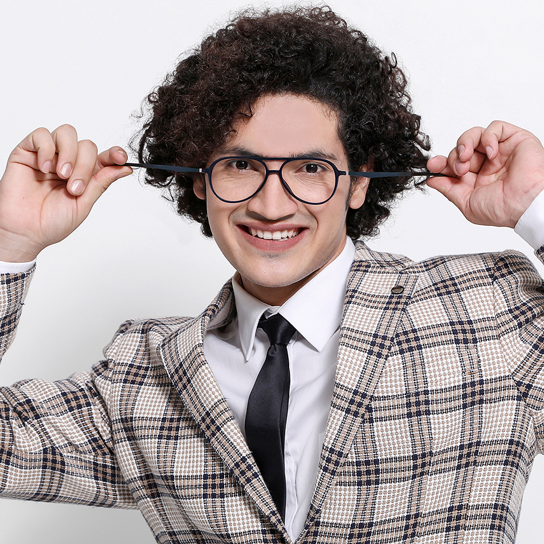 Lenskart Air Online Sky Blue Full Rim Aviator left side