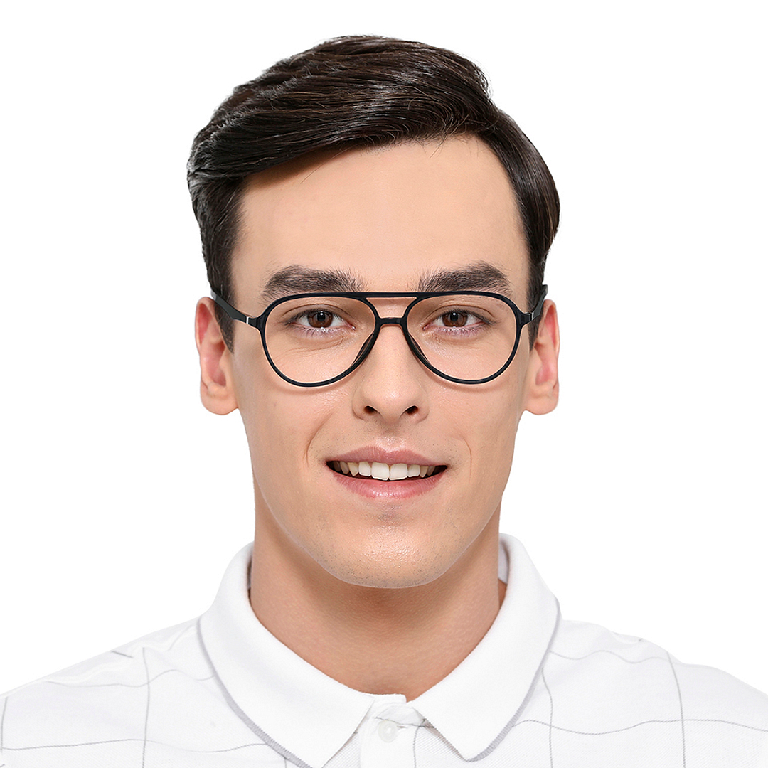 Lenskart Air Online Sky Blue Full Rim Aviator left side