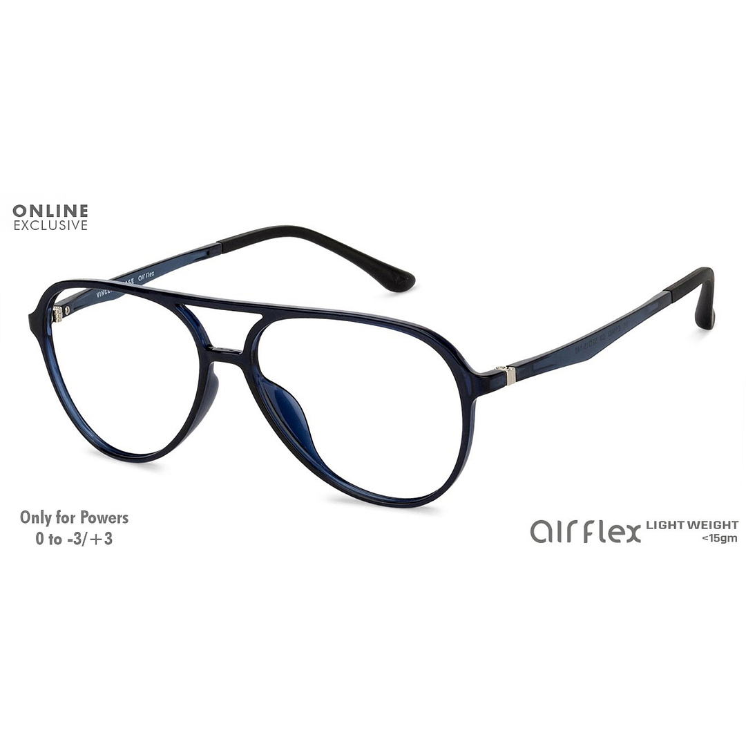 Lenskart Air Online Sky Blue Full Rim Aviator left side