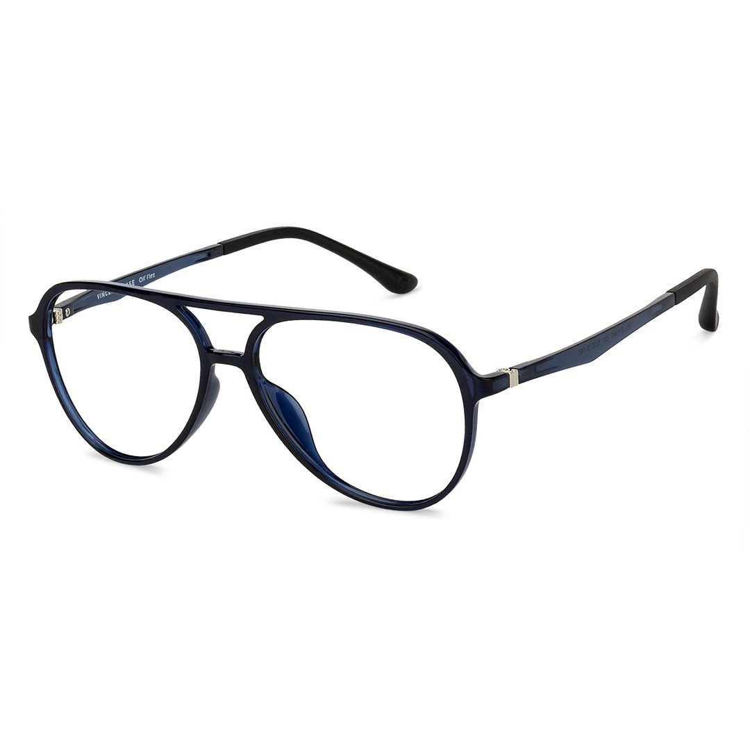 Lenskart Air Online Sky Blue Full Rim Aviator left side