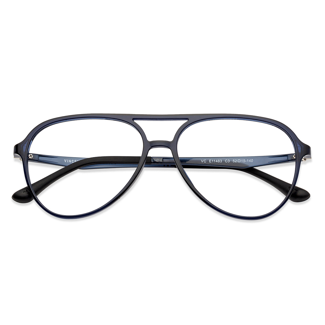 Lenskart Air Online Sky Blue Full Rim Aviator left side