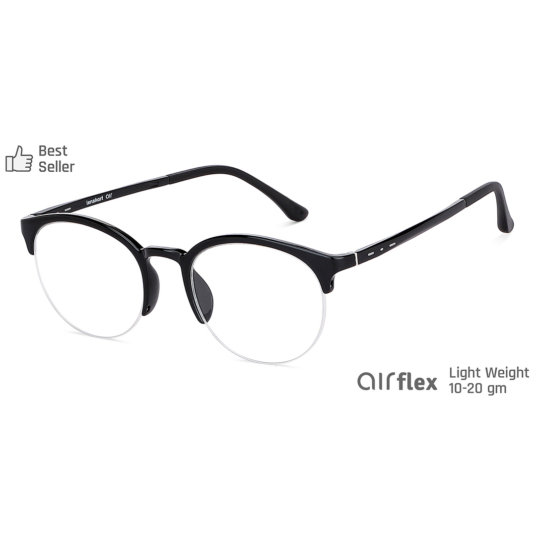 Lenskart Air Online Black Half Rim Round right side