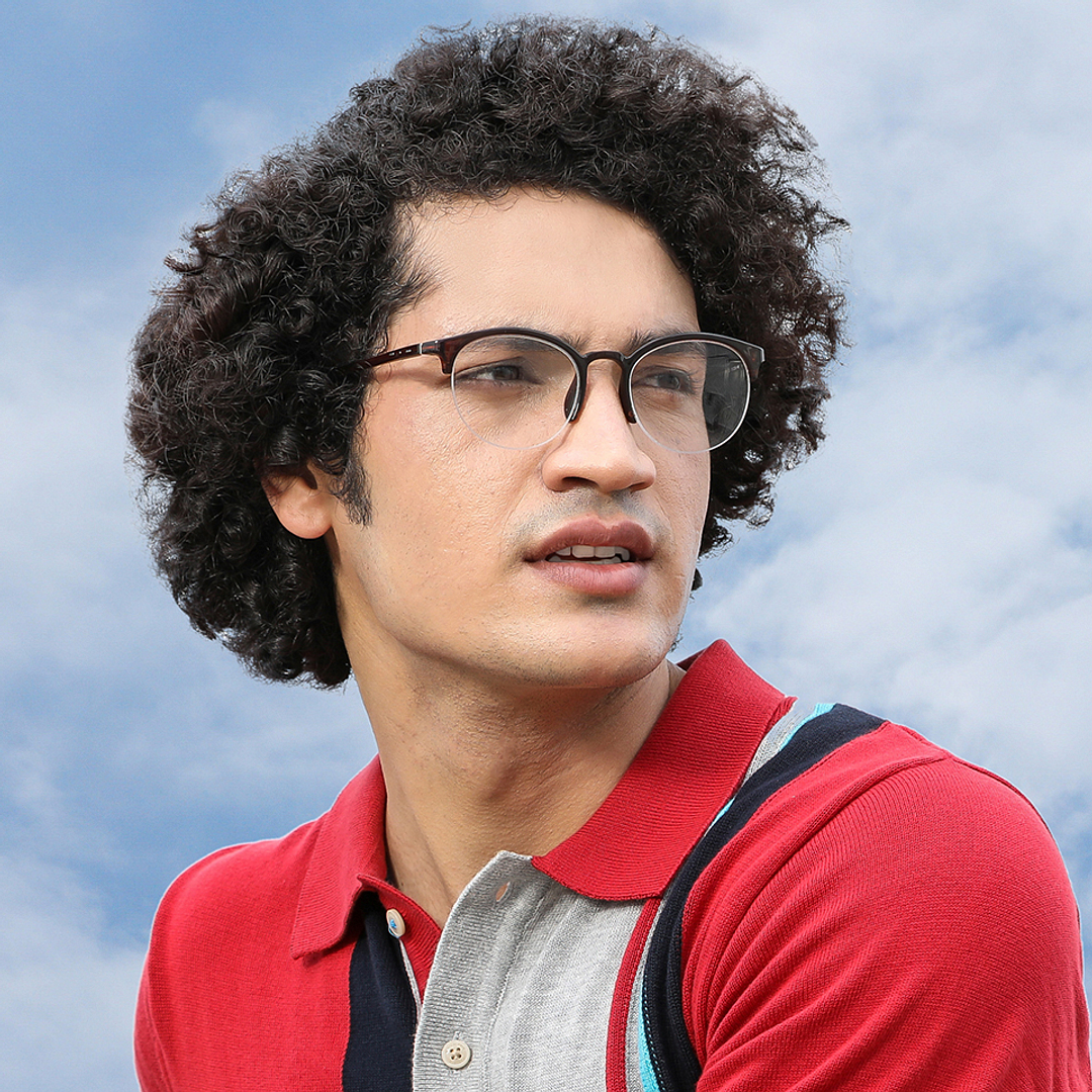 Lenskart Air Online Red Half Rim Round left side