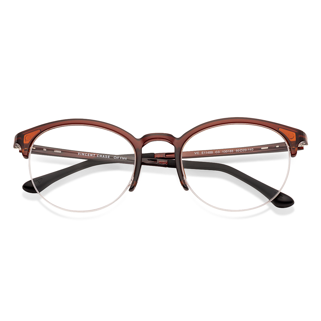 Buy Brown Black Half Rim Round Lenskart Air Flex VC E11488-C3