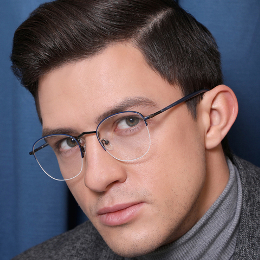 Vincent Chase Online Mid Gunmetal Half Rim Round left side