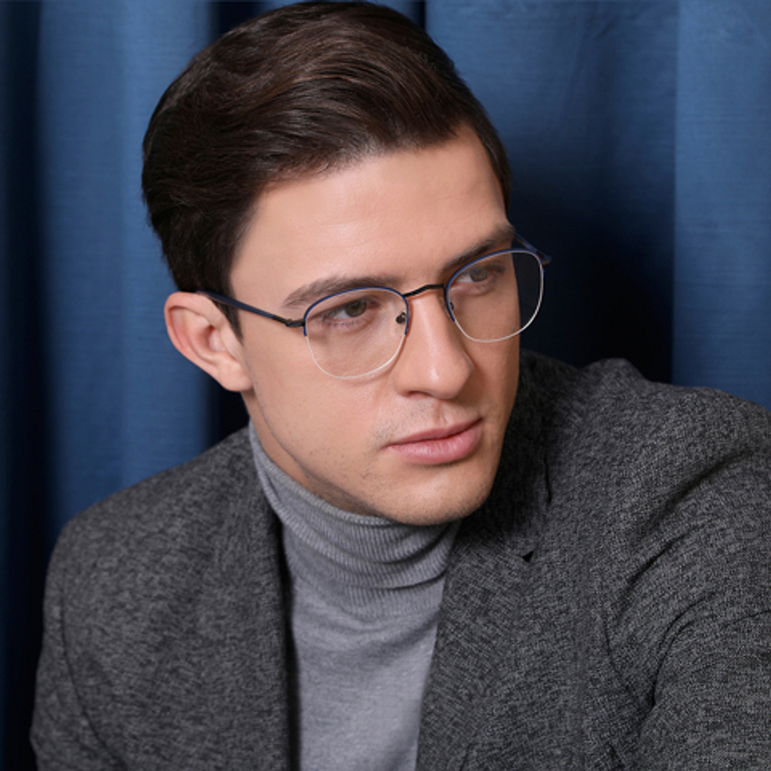 Vincent Chase Online Mid Gunmetal Half Rim Round right side