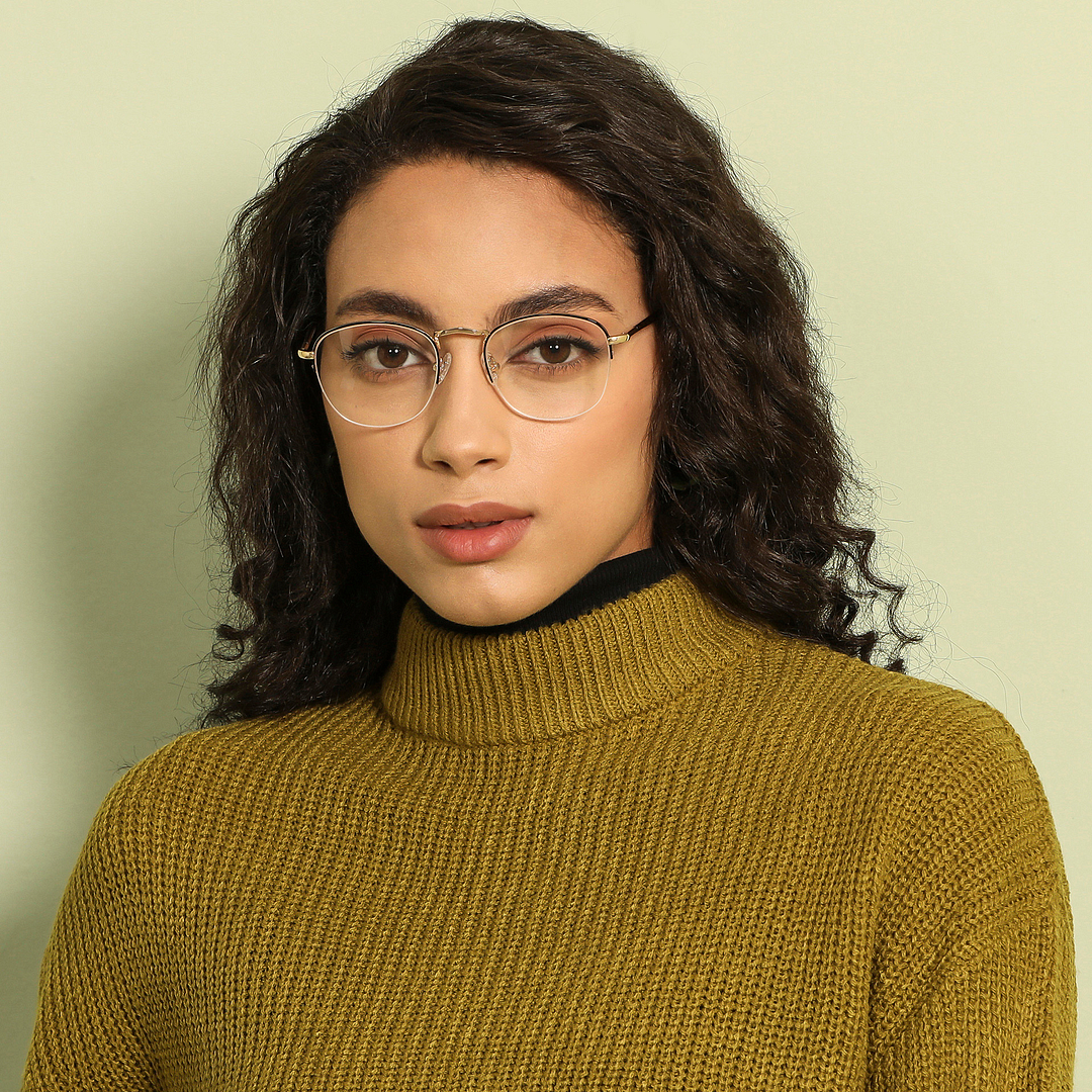 Vincent Chase Online Gold Half Rim Round left side