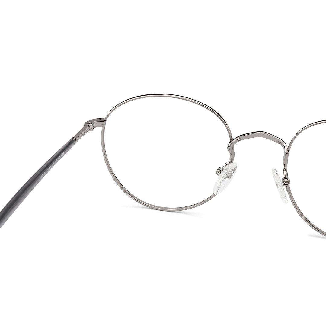 Vincent Chase Screen Glasses Blue Block Zero Power Screen Glasses : Metal Black Grey Full Rim Round Medium Size-50 Vincent Chase SLEEK STEEL VC E11560-C1 right side