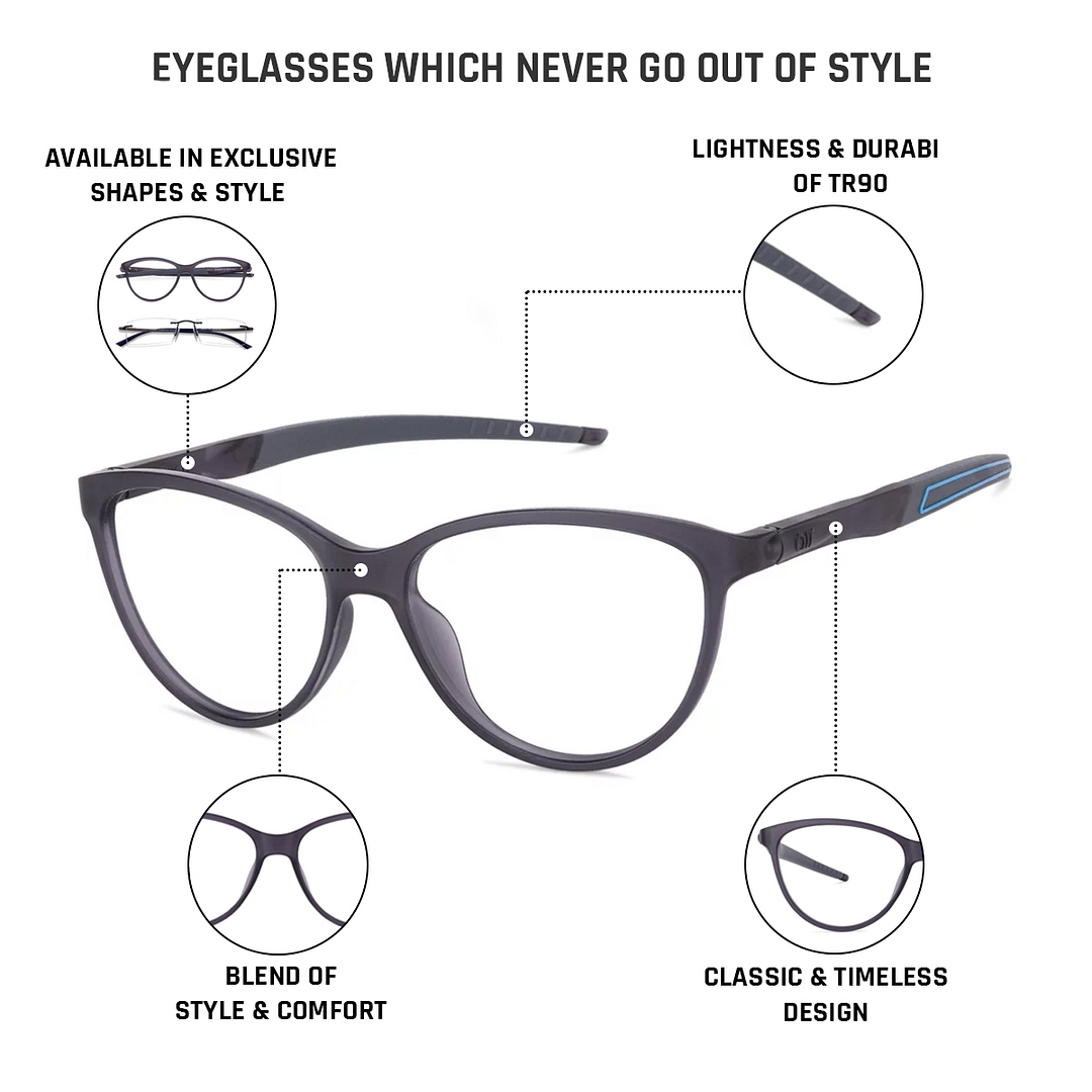 Lenskart Air Online Gray Transparent Full Rim Cat Eye right side