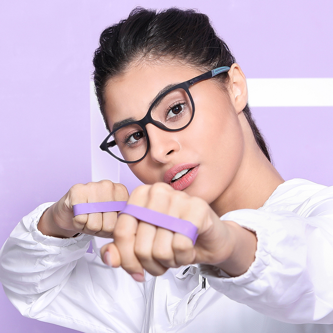 Lenskart Air Online Gray Transparent Full Rim Cat Eye left side