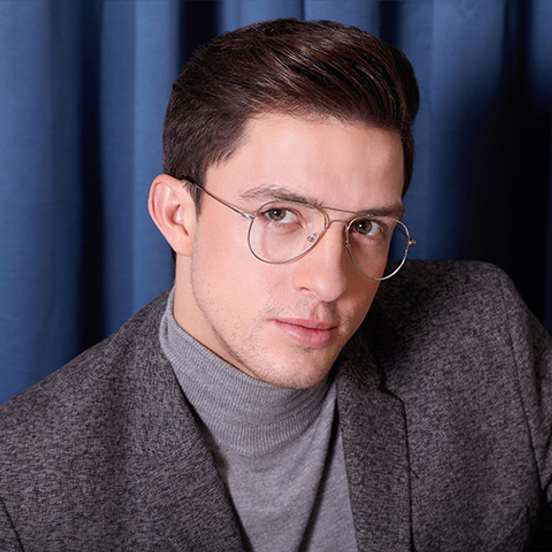 Vincent Chase Online Silver Full Rim Aviator left side