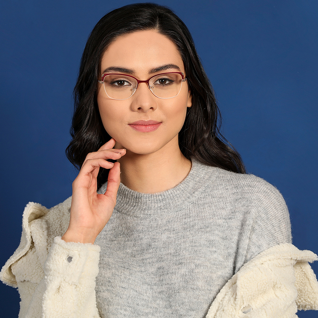 Vincent Chase Online Red Half Rim Cat Eye left side