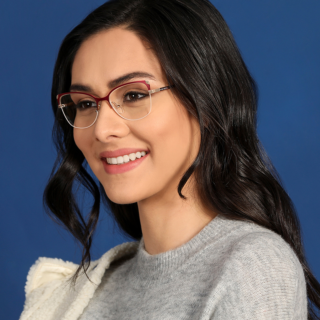 Vincent Chase Online Red Half Rim Cat Eye right side