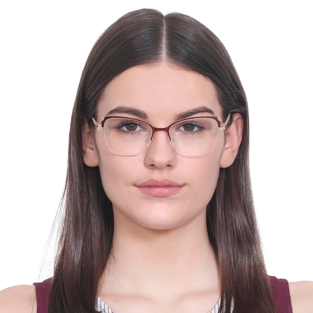 Vincent Chase Online Red Half Rim Cat Eye left side