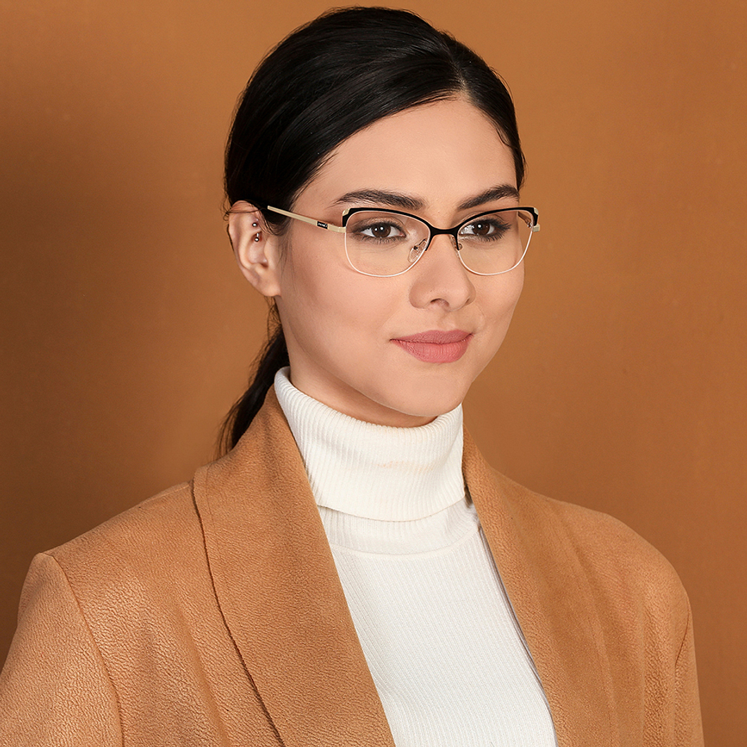 Vincent Chase Online Black Half Rim Cat Eye left side