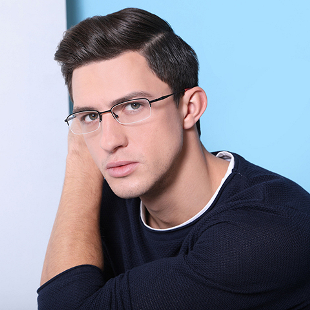 Lenskart Air Online Black Half Rim Rectangle left side