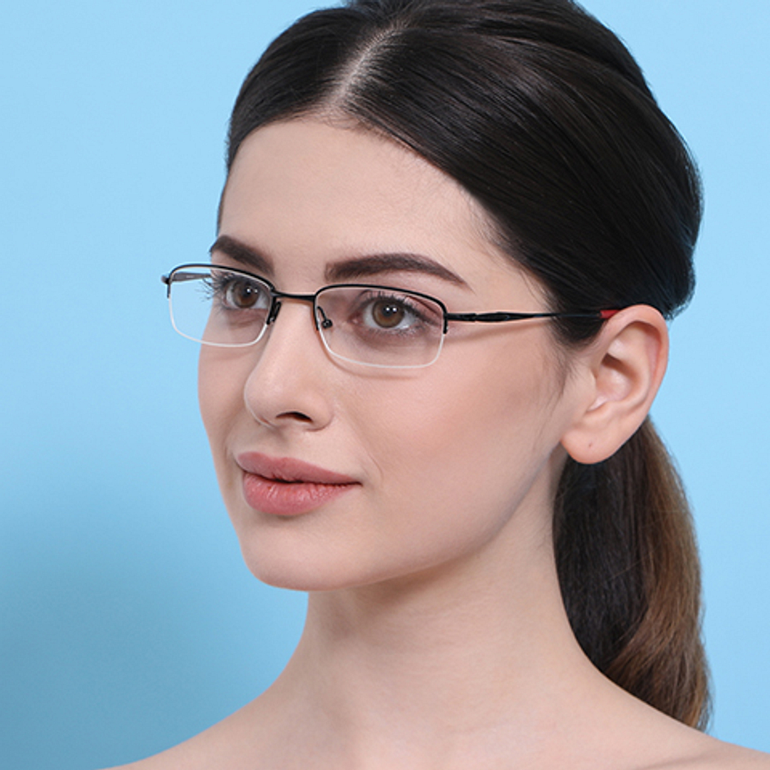 Lenskart Air Online Black Half Rim Rectangle left side