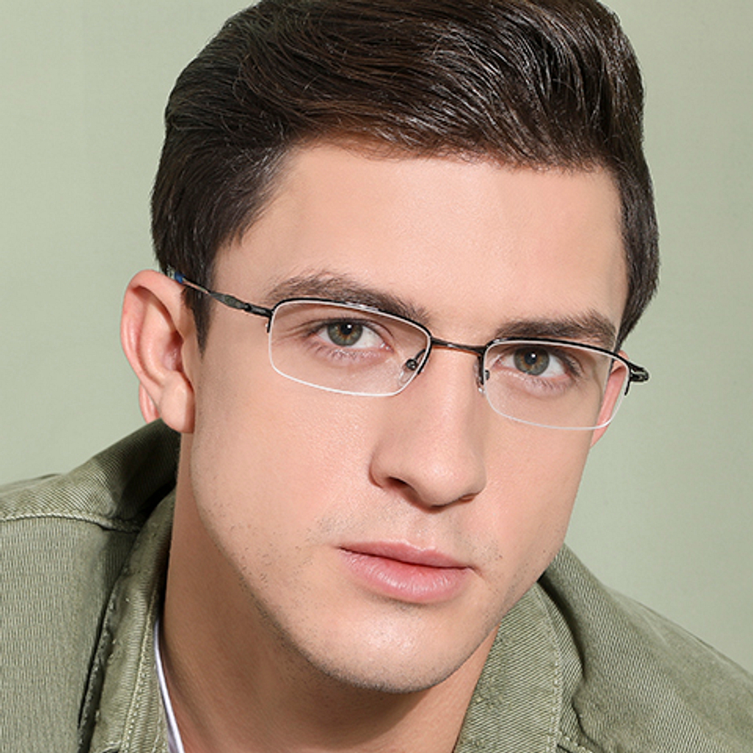 Lenskart Air Online Mid Gunmetal Half Rim Rectangle right side