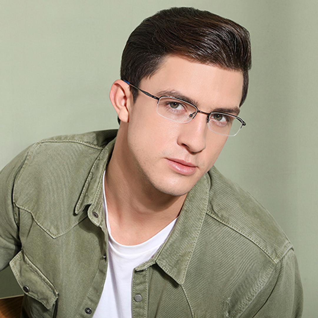 Lenskart Air Online Mid Gunmetal Half Rim Rectangle right side