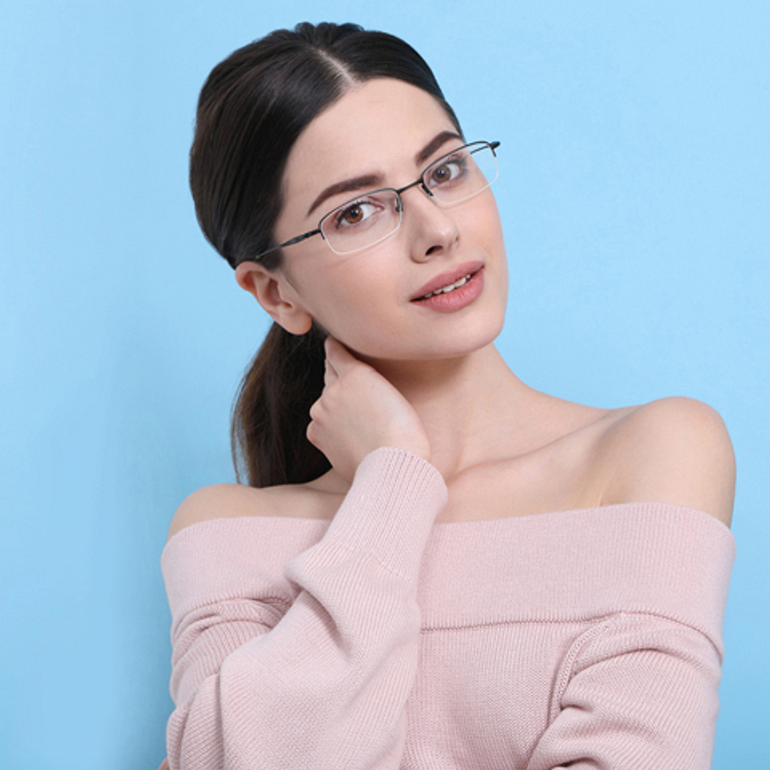 Lenskart Air Online Black Half Rim Rectangle left side