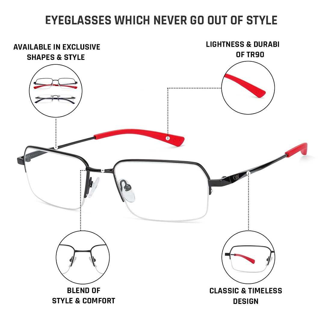 Lenskart Air Online Black Half Rim Rectangle right side