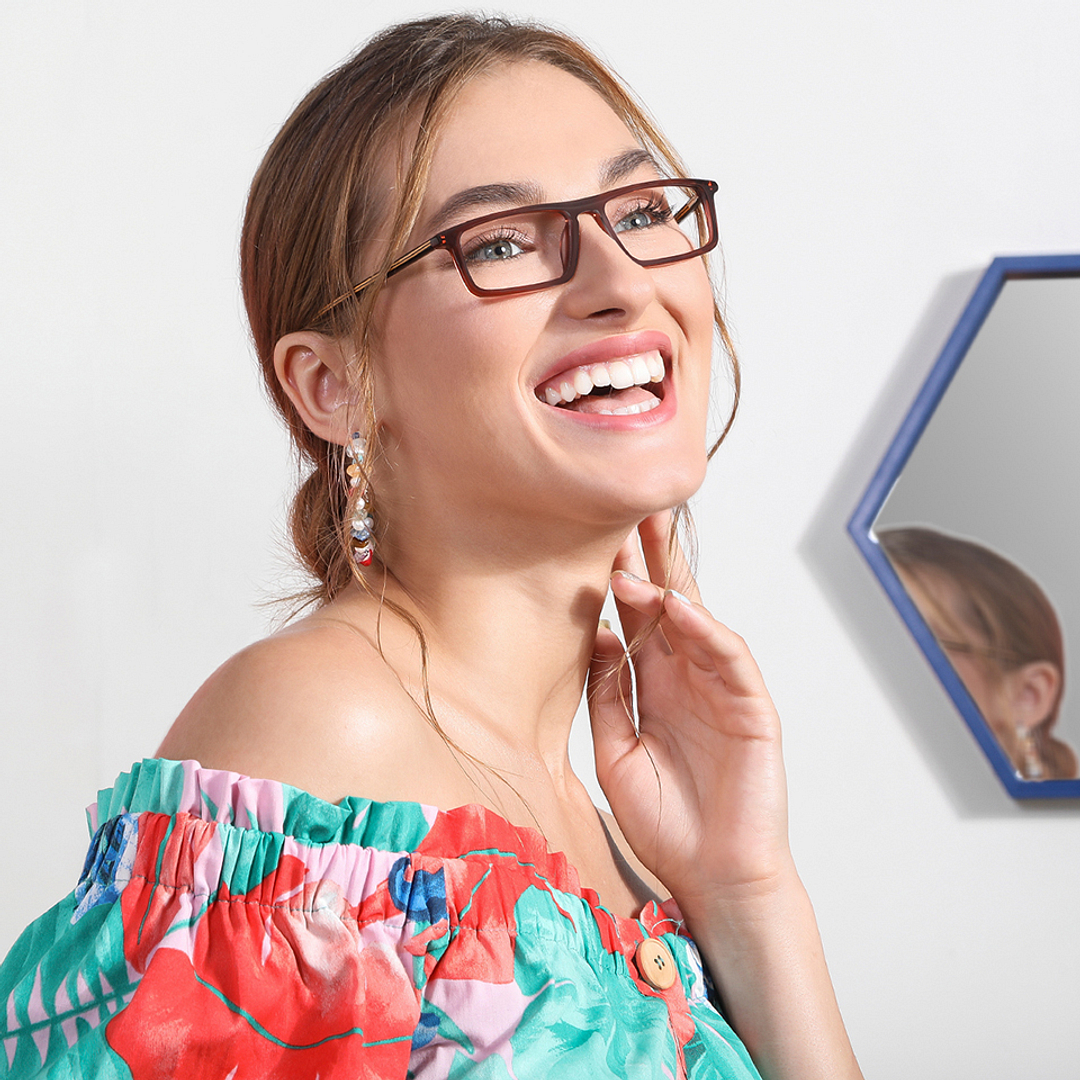 Vincent Chase Online Brown Transparent Full Rim Rectangle left side