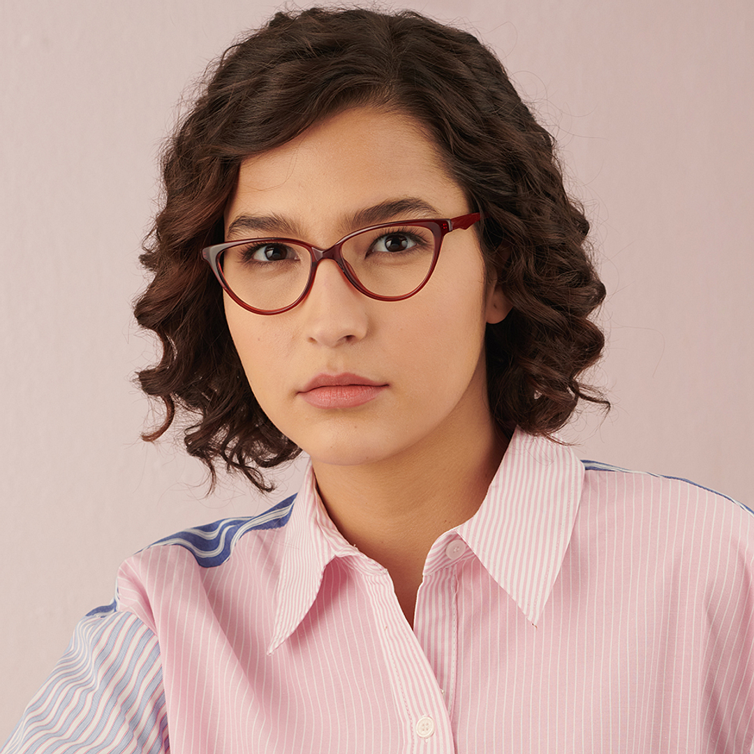 Vincent Chase Online Red Transparent Full Rim Cat Eye right side