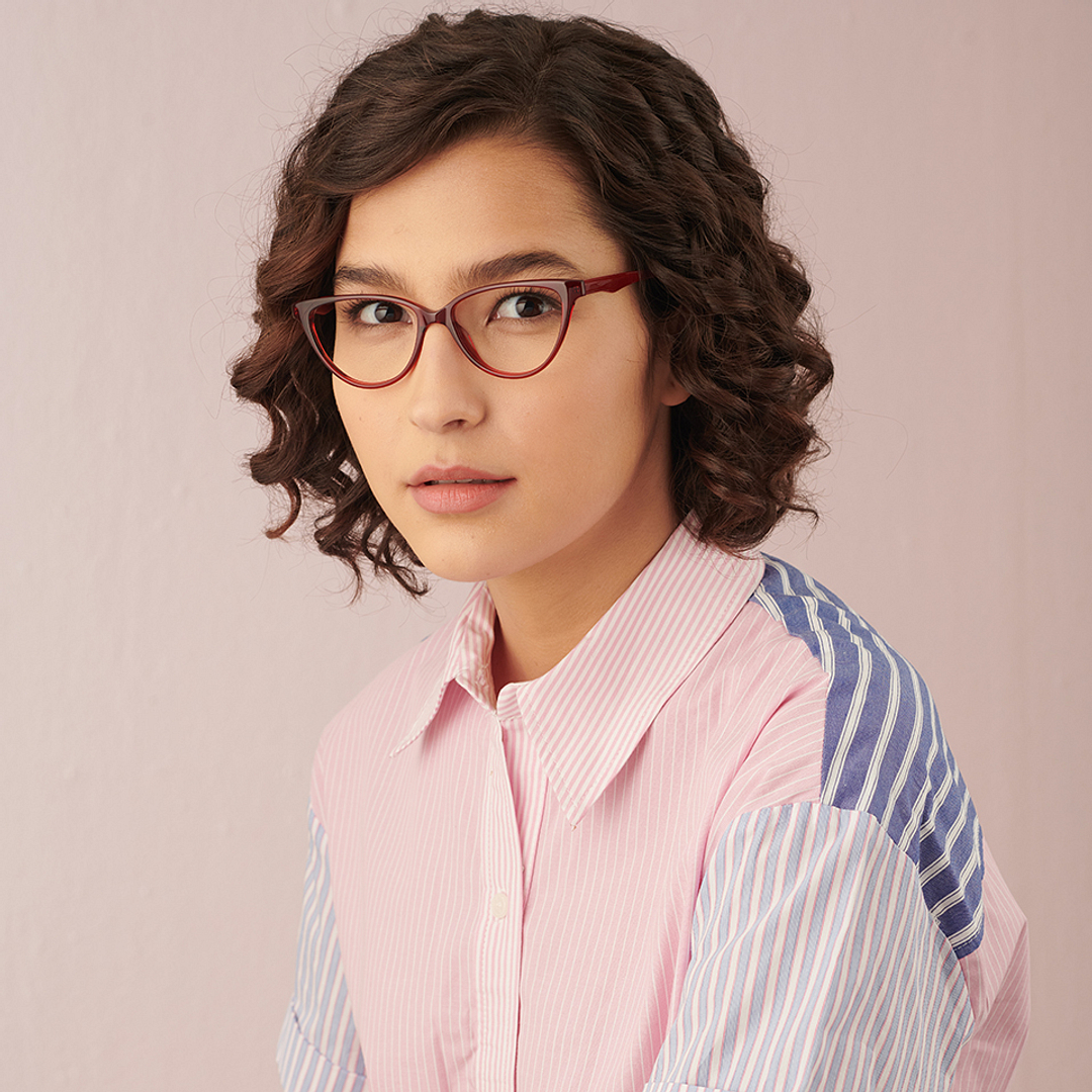 Vincent Chase Online Red Transparent Full Rim Cat Eye left side