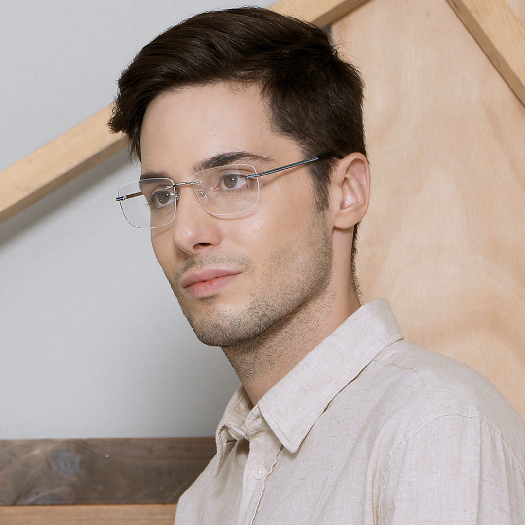 Vincent Chase Online Silver Rimless Square left side