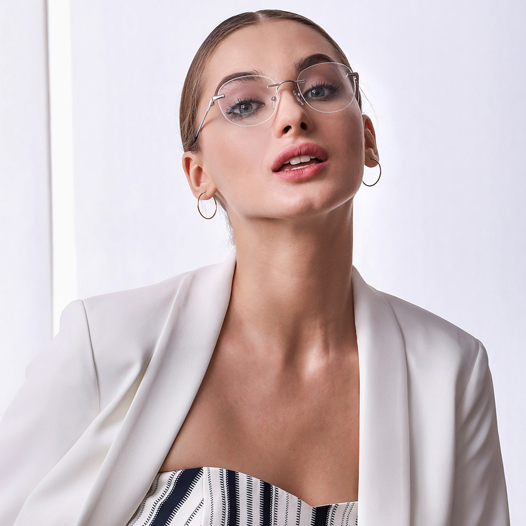 Vincent Chase Online Silver Rimless Round right side