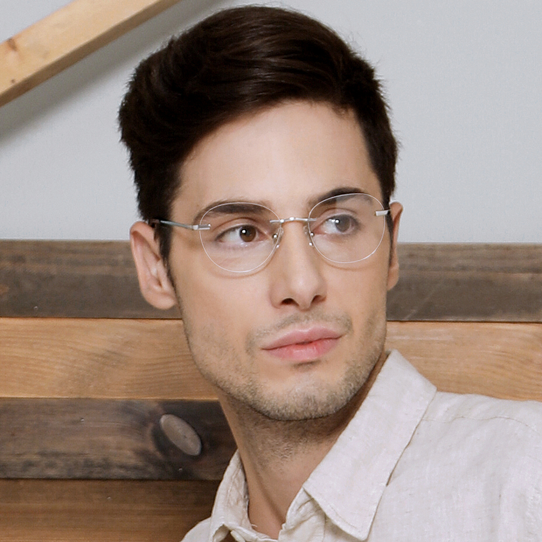 Vincent Chase Online Silver Rimless Round right side
