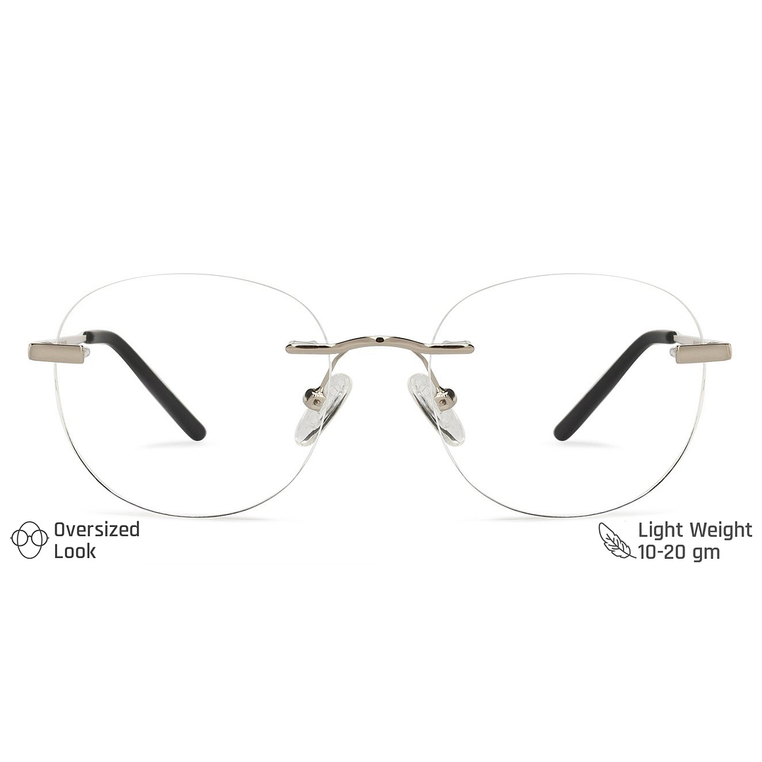 Vincent Chase Online Silver Rimless Round left side