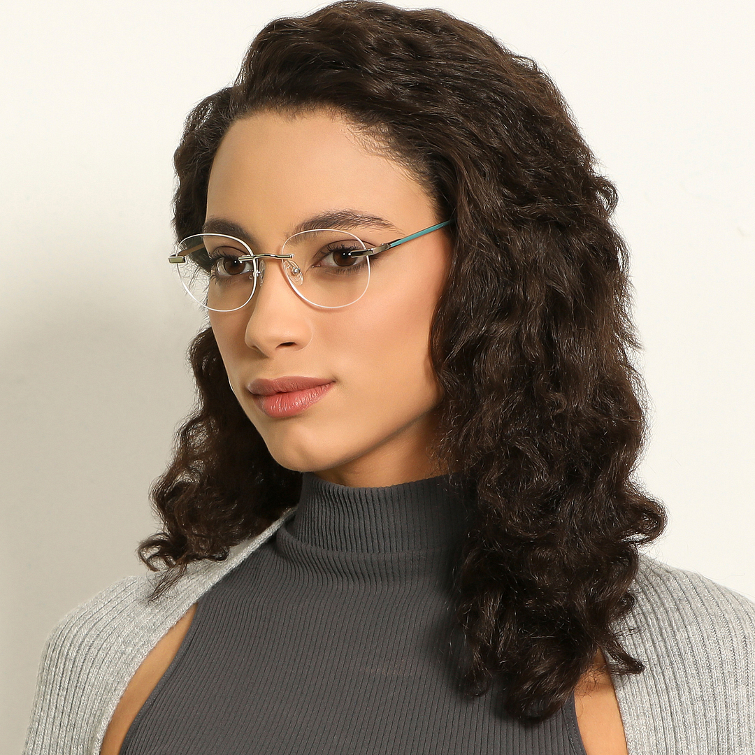 Vincent Chase Online Silver Rimless Round left side