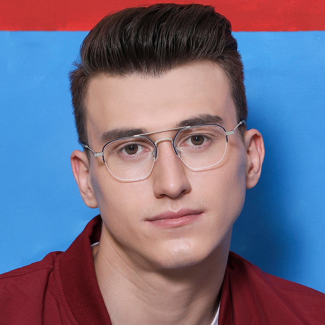 Vincent Chase Online Silver Half Rim Geometric left side