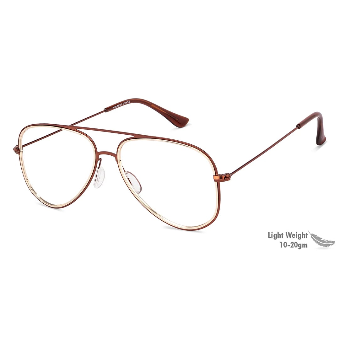 Lenskart Lenskart TOI Special: Brown Gold Full Rim Aviator Lenskart TOI Special  SLEEK STEEL VC E11794 -C4 right side