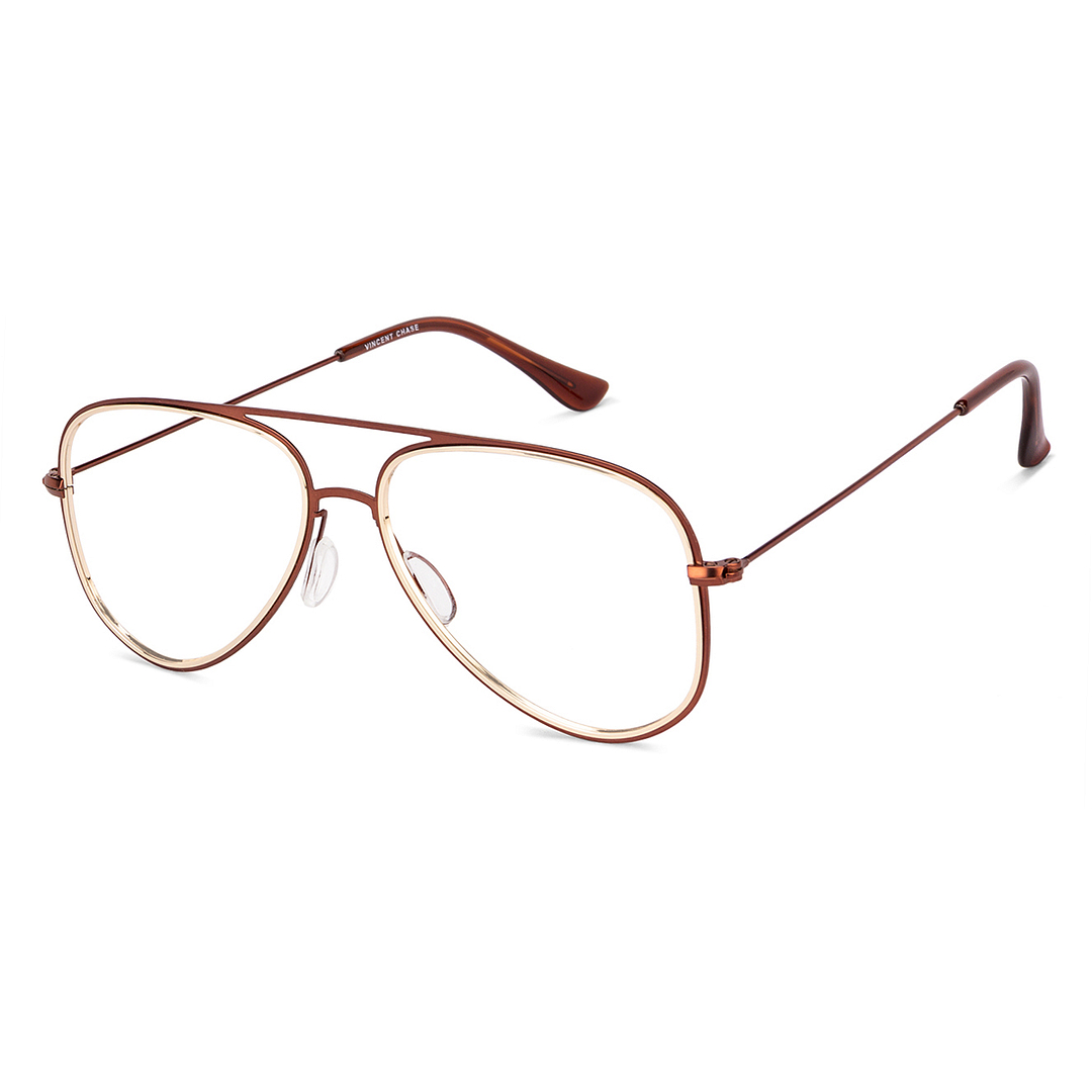 Lenskart Lenskart TOI Special: Brown Gold Full Rim Aviator Lenskart TOI Special  SLEEK STEEL VC E11794 -C4 left side