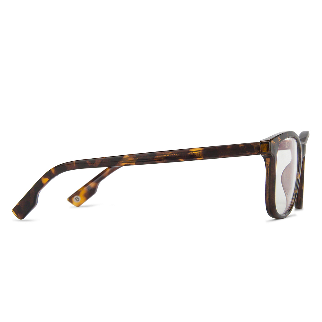 Lenskart BLU Screen Glasses Blue Block Zero Power Screen Glasses: Brown Tortoise Full Rim Square Lenskart Blu LB E13534-C1 left side