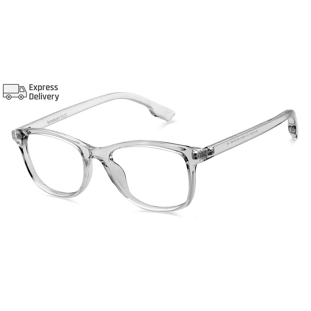 Lenskart BLU Screen Glasses Blue Block Zero Power Screen Glasses: Transparent Full Rim Square Lenskart Blu LB E13534-C3 right side