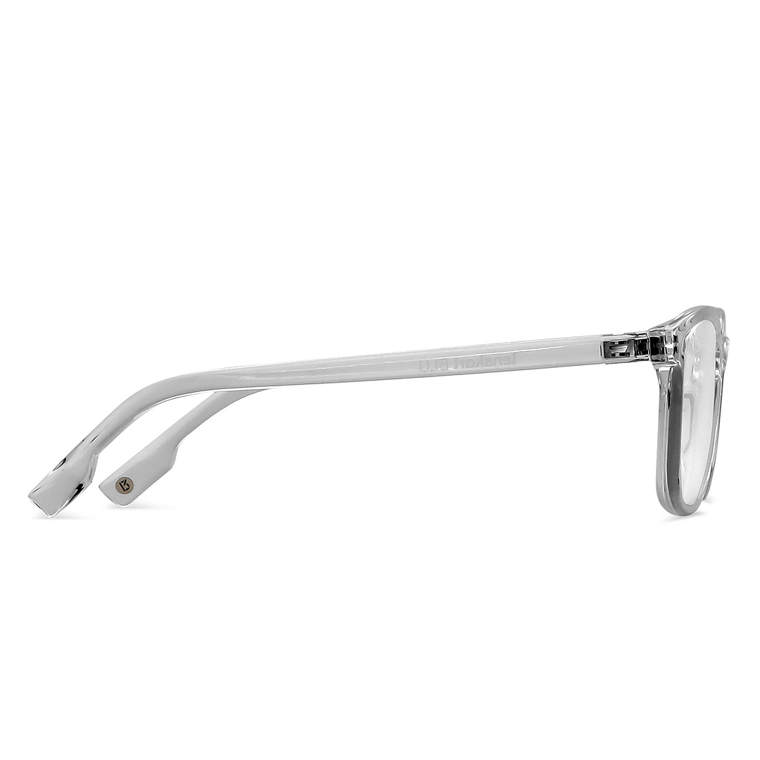 Lenskart BLU Screen Glasses Blue Block Zero Power Screen Glasses: Transparent Full Rim Square Lenskart Blu LB E13534-C3 left side