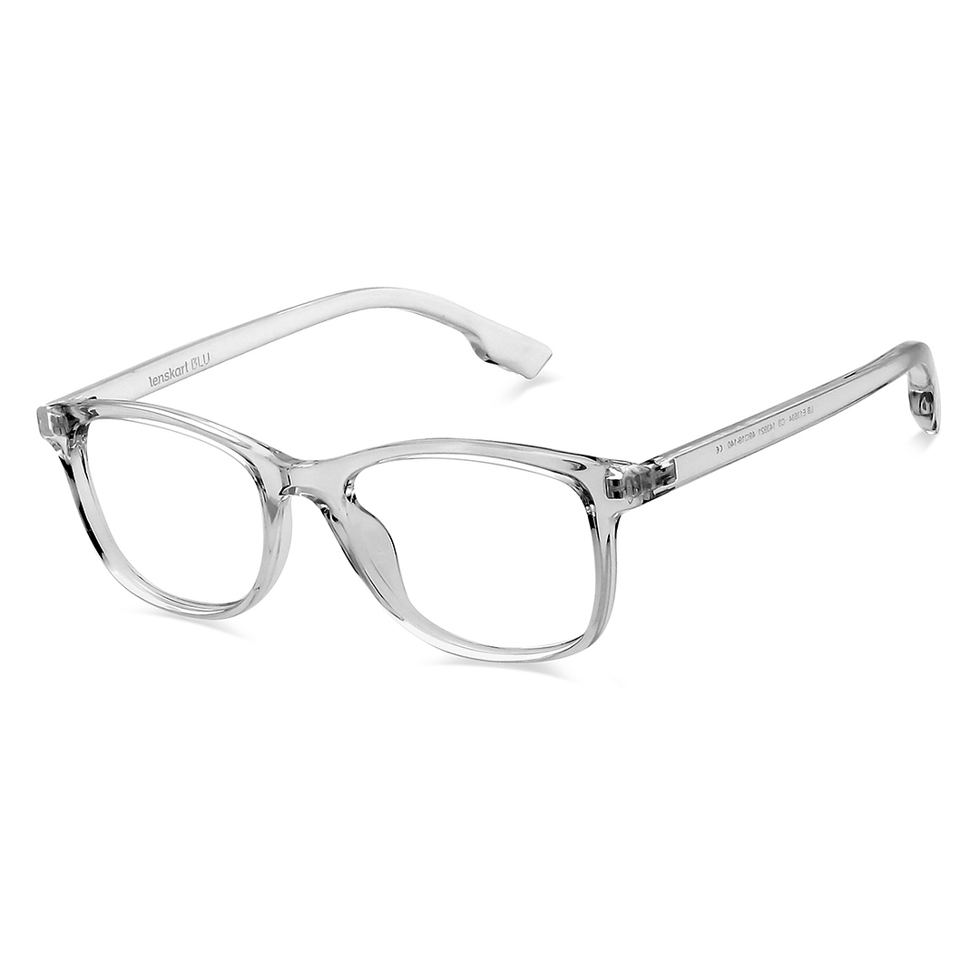 Lenskart BLU Screen Glasses Blue Block Zero Power Screen Glasses: Transparent Full Rim Square Lenskart Blu LB E13534-C3 right side