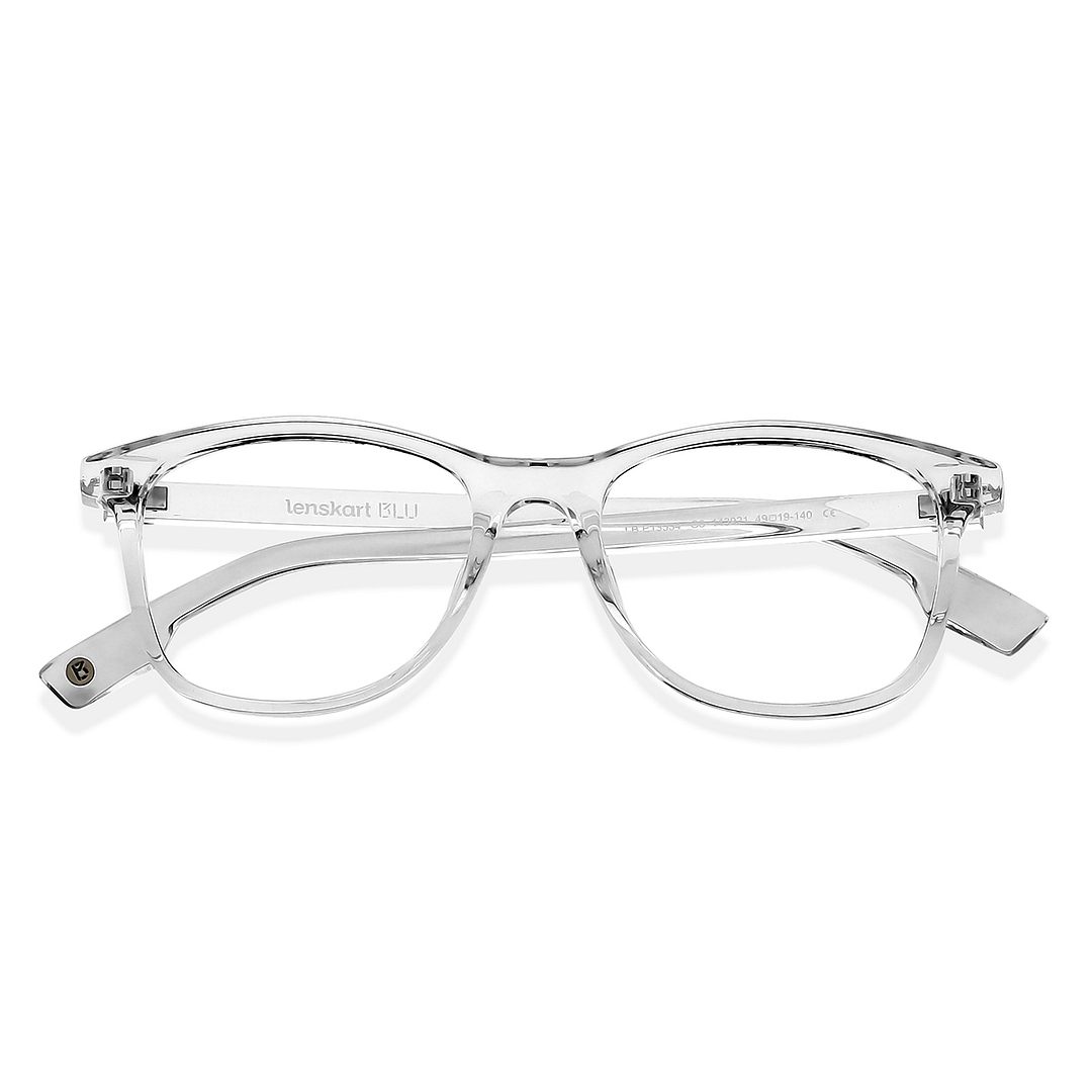 Lenskart BLU Screen Glasses Blue Block Zero Power Screen Glasses: Transparent Full Rim Square Lenskart Blu LB E13534-C3 left side