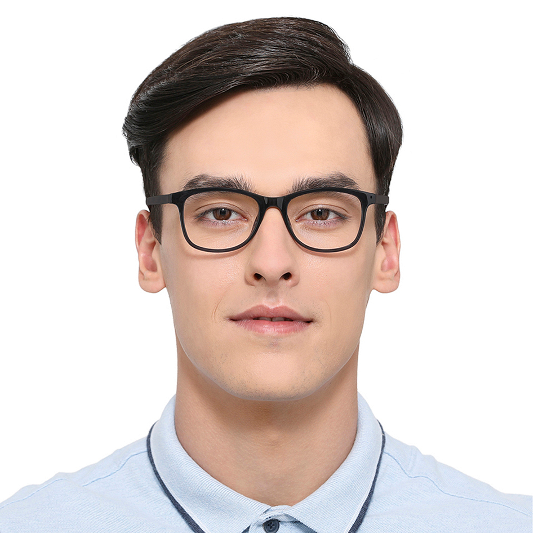 Lenskart BLU Screen Glasses Blue Block Zero Power Screen Glasses: Grey Transparent Full Rim Lenskart Blu VC E11810-C2 left side