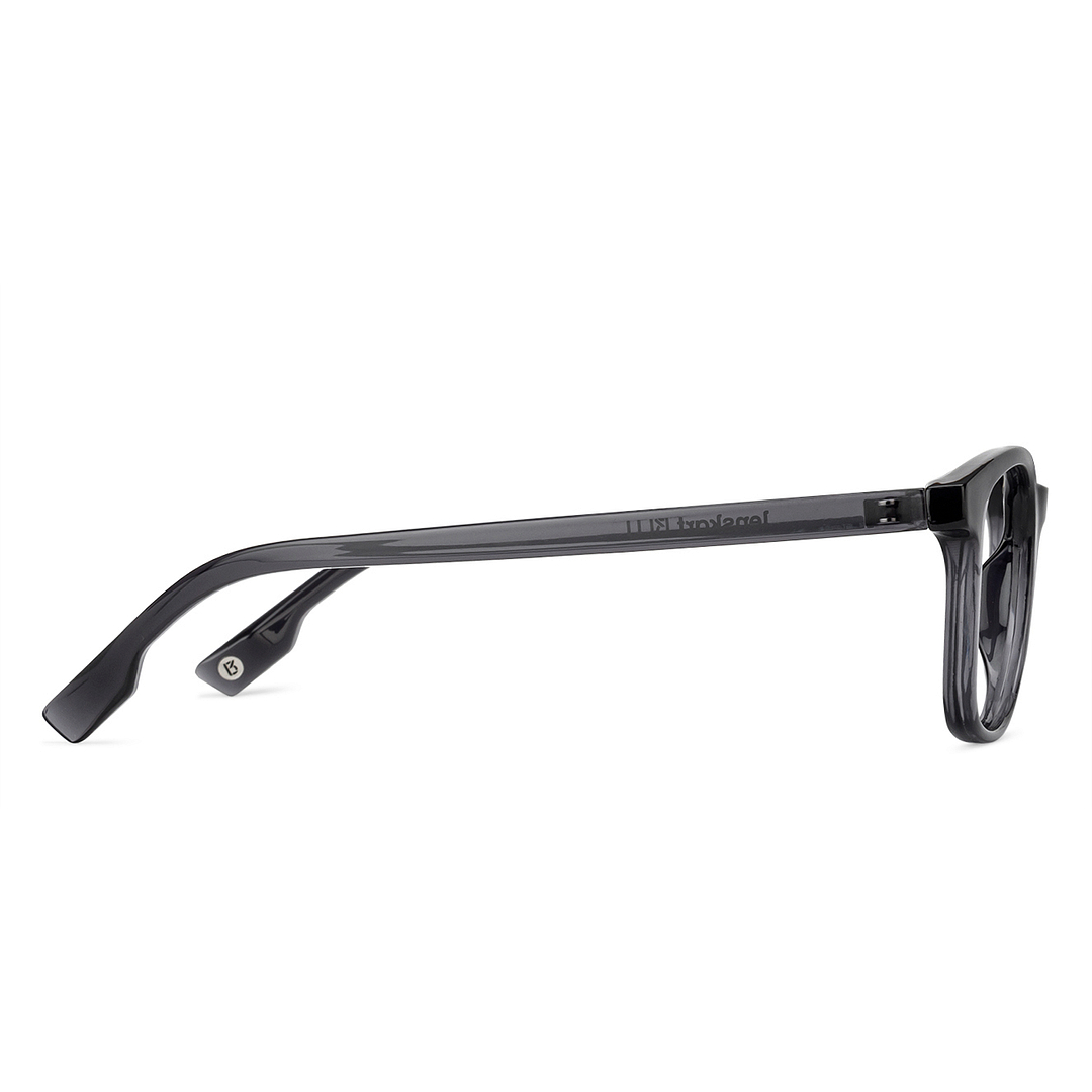 Lenskart BLU Screen Glasses Blue Block Zero Power Screen Glasses: Grey Transparent Full Rim Lenskart Blu VC E11810-C2 left side