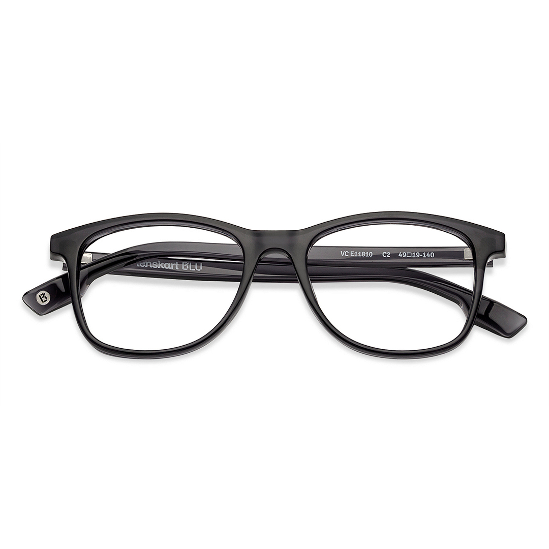 Lenskart BLU Screen Glasses Blue Block Zero Power Screen Glasses: Grey Transparent Full Rim Lenskart Blu VC E11810-C2 left side