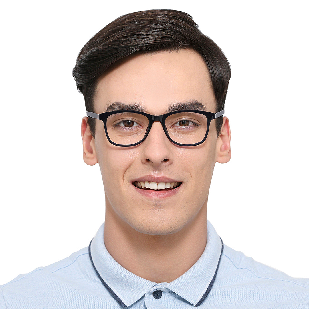 Lenskart BLU Screen Glasses Blue Block Zero Power Screen Glasses: Blue Transparent Full Rim Lenskart Blu VC E11810-C3 left side