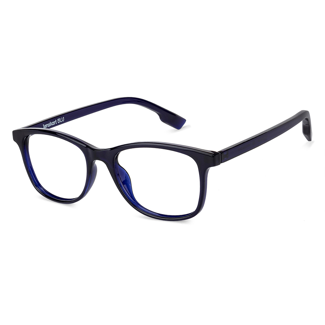 Lenskart BLU Screen Glasses Blue Block Zero Power Screen Glasses: Blue Transparent Full Rim Lenskart Blu VC E11810-C3 left side