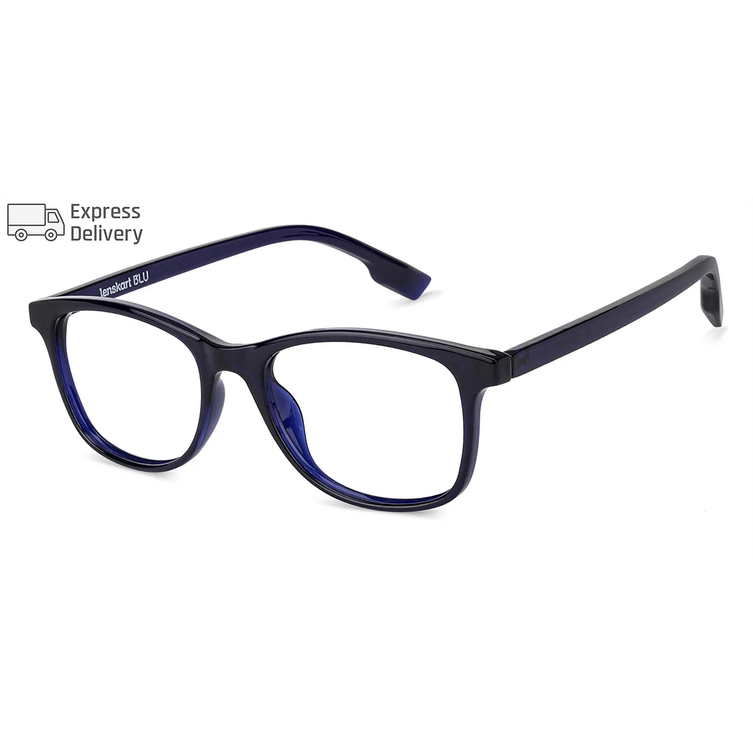 Lenskart BLU Screen Glasses Blue Block Zero Power Screen Glasses: Blue Transparent Full Rim Lenskart Blu VC E11810-C3 right side