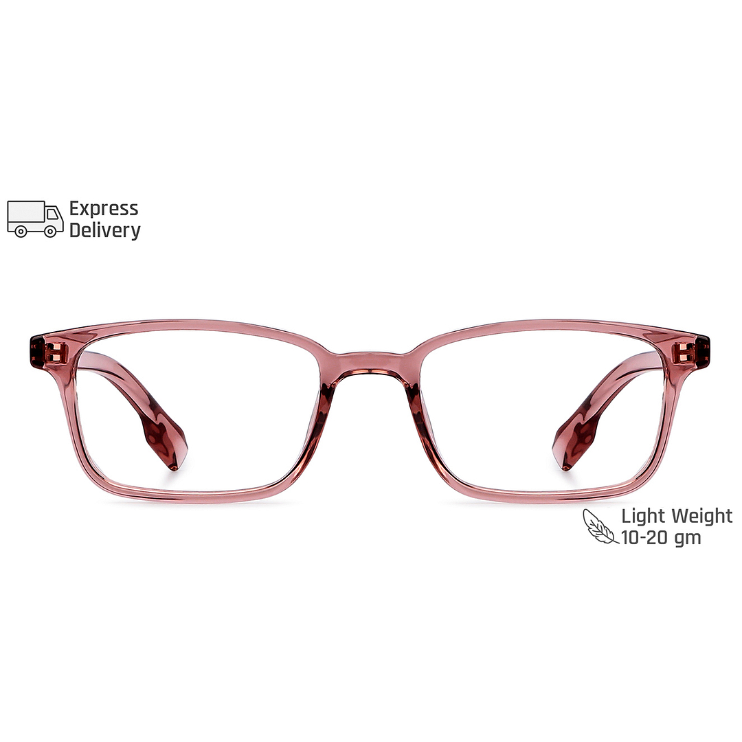Lenskart BLU Screen Glasses Blue Block Zero Power Screen Glasses: Pink Transparent Full Rim Rectangle Lenskart BLU LB E13535-C3 left side