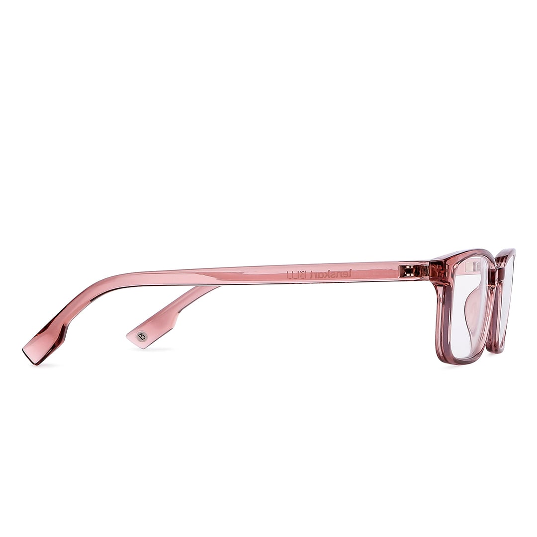 Lenskart BLU Screen Glasses Blue Block Zero Power Screen Glasses: Pink Transparent Full Rim Rectangle Lenskart BLU LB E13535-C3 left side