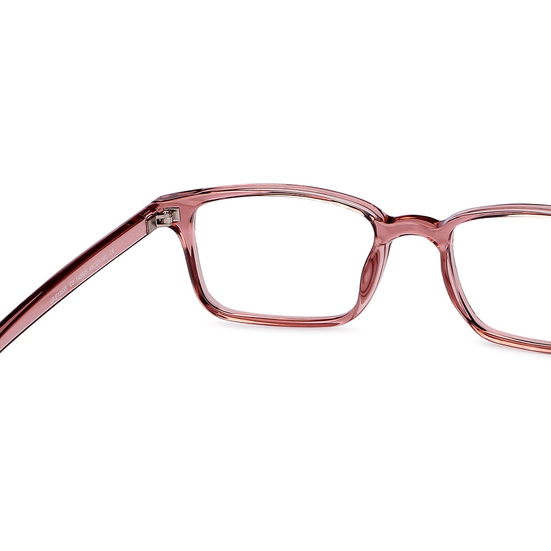 Lenskart BLU Screen Glasses Blue Block Zero Power Screen Glasses: Pink Transparent Full Rim Rectangle Lenskart BLU LB E13535-C3 right side